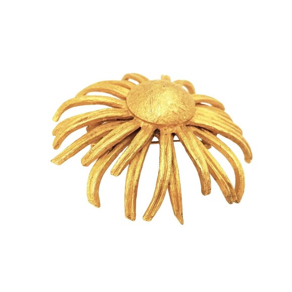 Sculptural Botanical Flower Vintage Figural Brooch Pin Costume Jewelry - Picture 5 of 5